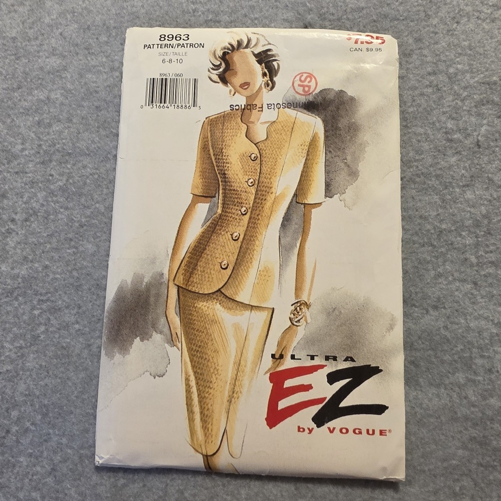 Vogue Ultra EZ 8963 Misses' Jacket Sewing Pattern Sz 6 8 10 Contemporary